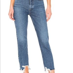AGOLDE Riley High Rise Straight Crop Frayed Hem Size 26